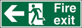 SECO Safe Procedure Safety Sign Fire Exit Man Running and Arrow Pointing Left Self Adhesive Vinyl 450 x 150mm - SP120SAV-450X150